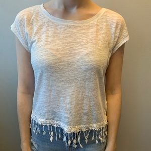 Aeropostale white tassel trim top